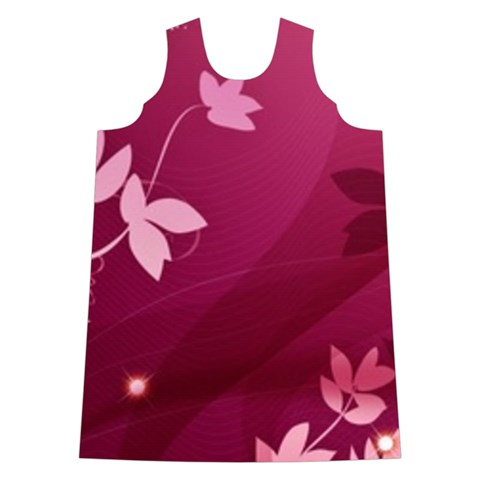 Pink Flower Art Shoulder Cutout Velvet One Piece from ArtsNow.com Front