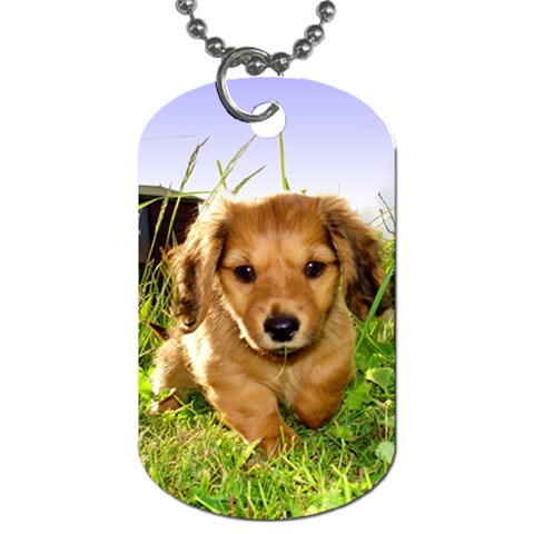 Puppy In Grass Dog Tag (Two Sides) from ArtsNow.com Back