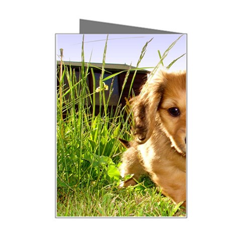 Puppy In Grass Mini Greeting Card from ArtsNow.com Right