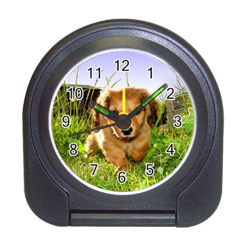 Puppy In Grass Travel Alarm Clock from ArtsNow.com Front