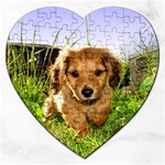 Puppy In Grass Jigsaw Puzzle (Heart)