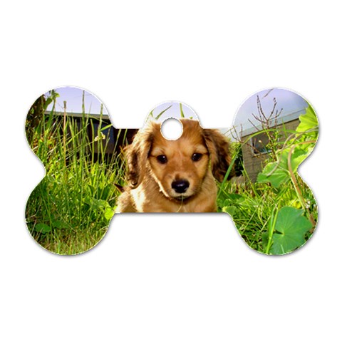 Puppy In Grass Dog Tag Bone (Two Sides) from ArtsNow.com Back