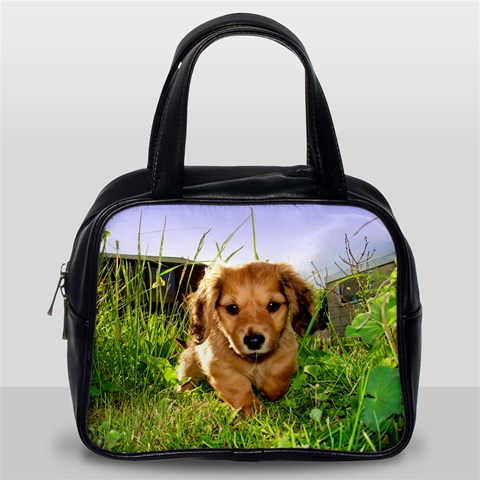 Puppy In Grass Classic Handbag (Two Sides) from ArtsNow.com Back