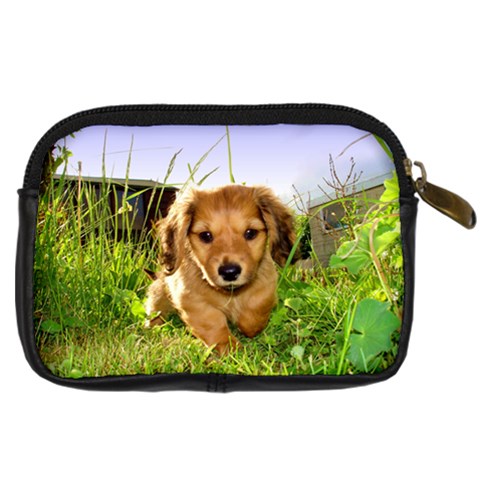 Puppy In Grass Digital Camera Leather Case from ArtsNow.com Back