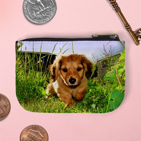 Puppy In Grass Mini Coin Purse from ArtsNow.com Back