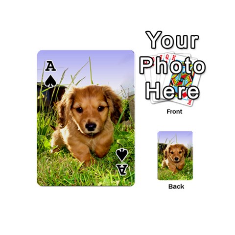 Ace Puppy In Grass Playing Cards 54 (Mini) from ArtsNow.com Front - SpadeA