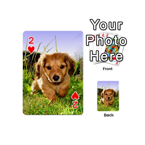 Puppy In Grass Playing Cards 54 (Mini) from ArtsNow.com Front - Heart2