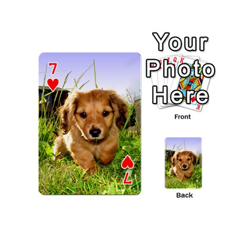 Puppy In Grass Playing Cards 54 (Mini) from ArtsNow.com Front - Heart7