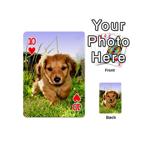 Puppy In Grass Playing Cards 54 (Mini) from ArtsNow.com Front - Heart10