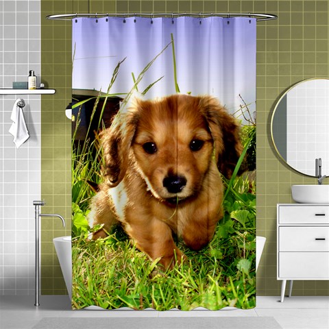 Puppy In Grass Shower Curtain 48  x 72  (Small) from ArtsNow.com Curtain(48  X 72 ) - 42.18 x64.8  Curtain(48  X 72 )