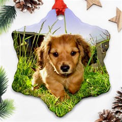 Puppy In Grass Snowflake Ornament (Two Sides) from ArtsNow.com Back