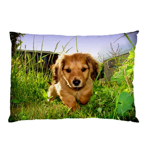 Puppy In Grass Pillow Case (Two Sides) from ArtsNow.com Back