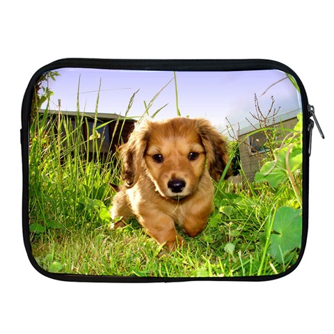 Puppy In Grass Apple iPad Zipper Case from ArtsNow.com Front