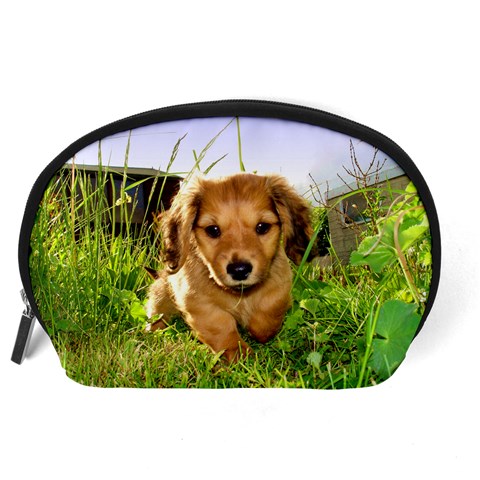 Puppy In Grass Accessory Pouch (Large) from ArtsNow.com Back