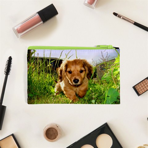 Puppy In Grass Cosmetic Bag (XS) from ArtsNow.com Back