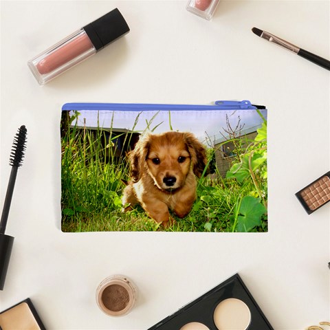 Puppy In Grass Cosmetic Bag (XS) from ArtsNow.com Back