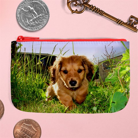 Puppy In Grass Large Coin Purse from ArtsNow.com Front