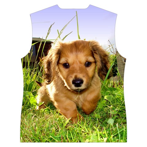 Puppy In Grass Women s Button Up Vest from ArtsNow.com Back