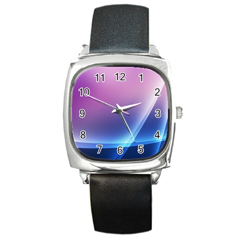 Purple Blue Wave Square Metal Watch from ArtsNow.com Front