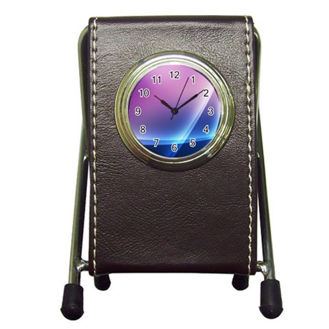 Purple Blue Wave Pen Holder Desk Clock from ArtsNow.com Front