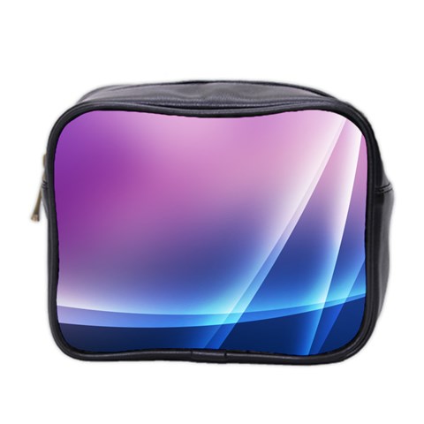 Purple Blue Wave Mini Toiletries Bag (Two Sides) from ArtsNow.com Front