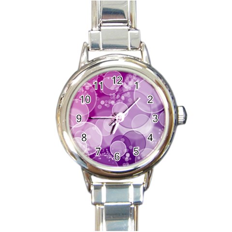 Purple Bubble Art Round Italian Charm Watch from ArtsNow.com Front