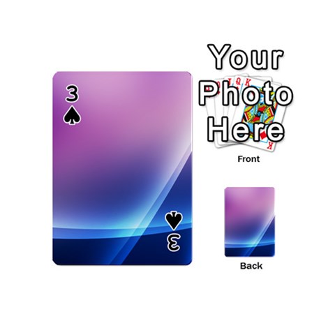 Purple Blue Wave Playing Cards 54 (Mini) from ArtsNow.com Front - Spade3