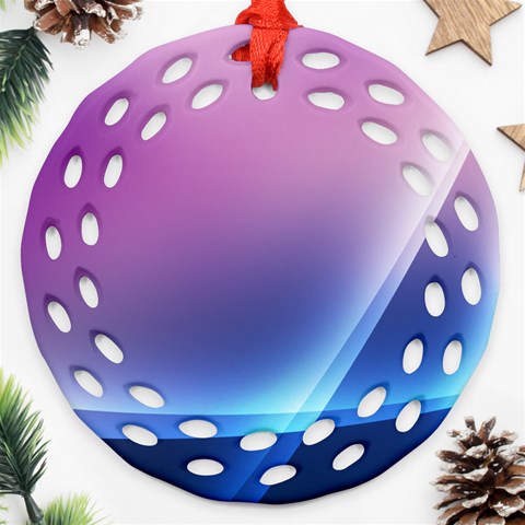 Purple Blue Wave Round Filigree Ornament (Two Sides) from ArtsNow.com Back