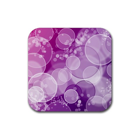 Purple Bubble Art Rubber Coaster (Square) from ArtsNow.com Front