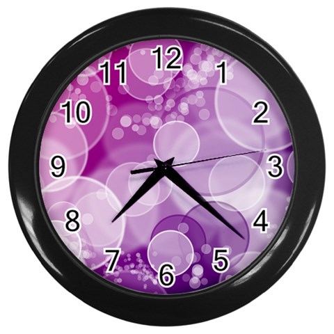 Purple Bubble Art Wall Clock (Black) from ArtsNow.com Front