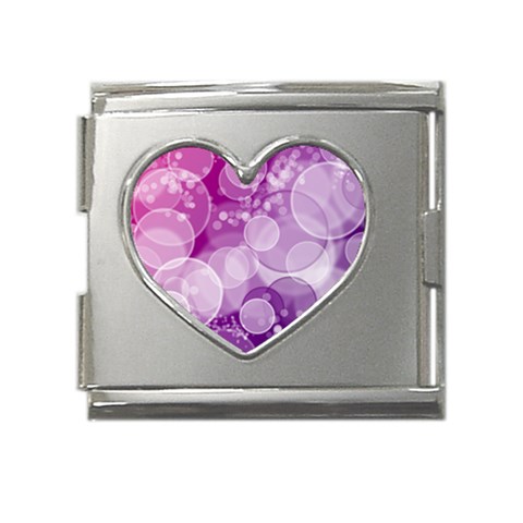 Purple Bubble Art Mega Link Heart Italian Charm (18mm) from ArtsNow.com Front