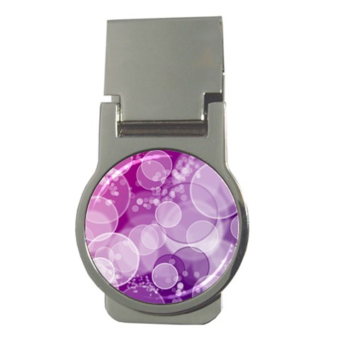 Purple Bubble Art Money Clip (Round) from ArtsNow.com Front