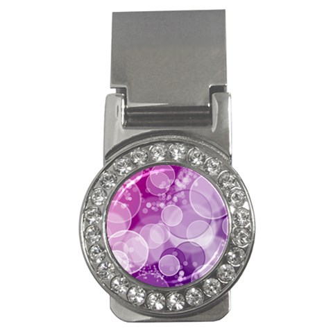 Purple Bubble Art Money Clip (CZ) from ArtsNow.com Front