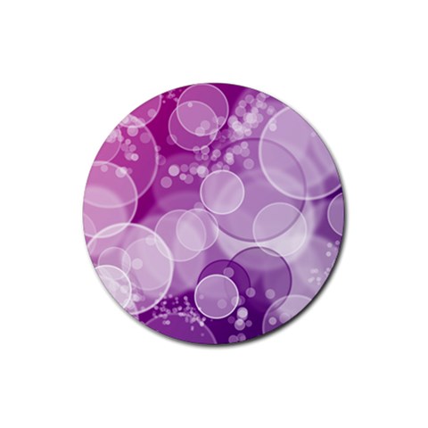 Purple Bubble Art Rubber Coaster (Round) from ArtsNow.com Front