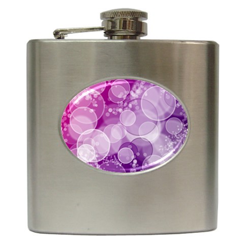 Purple Bubble Art Hip Flask (6 oz) from ArtsNow.com Front