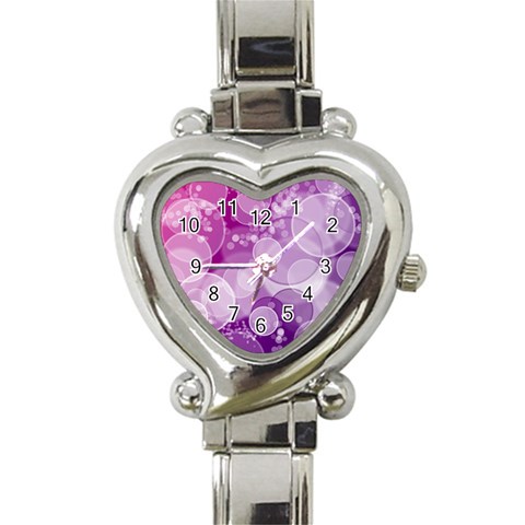 Purple Bubble Art Heart Italian Charm Watch from ArtsNow.com Front