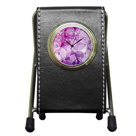 Purple Bubble Art Pen Holder Desk Clock from ArtsNow.com Front