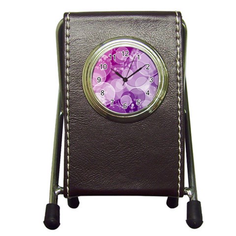 Purple Bubble Art Pen Holder Desk Clock from ArtsNow.com Front