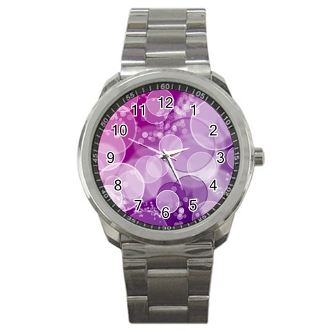 Purple Bubble Art Sport Metal Watch from ArtsNow.com Front