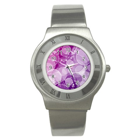 Purple Bubble Art Stainless Steel Watch from ArtsNow.com Front