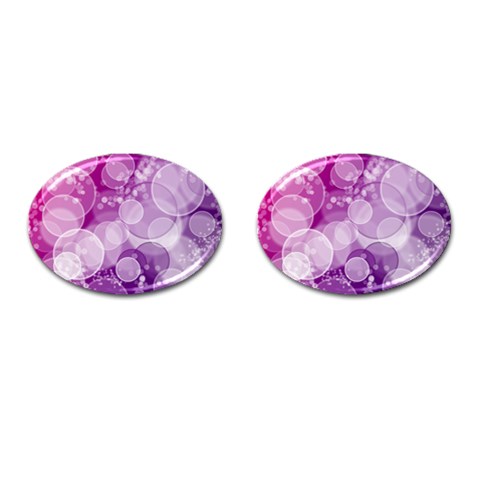 Purple Bubble Art Cufflinks (Oval) from ArtsNow.com Front(Pair)