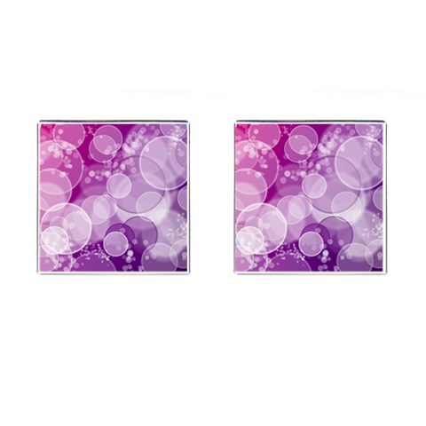 Purple Bubble Art Cufflinks (Square) from ArtsNow.com Front(Pair)