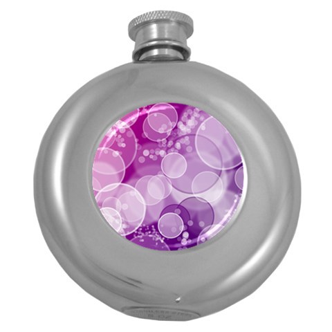 Purple Bubble Art Hip Flask (5 oz) from ArtsNow.com Front