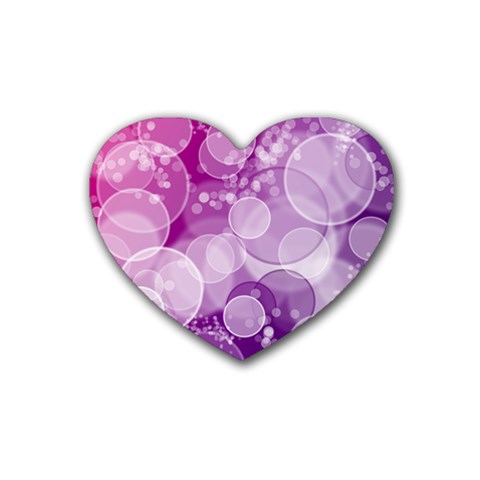 Purple Bubble Art Rubber Heart Coaster (4 pack) from ArtsNow.com Front