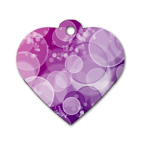 Purple Bubble Art Dog Tag Heart (One Side) from ArtsNow.com Front