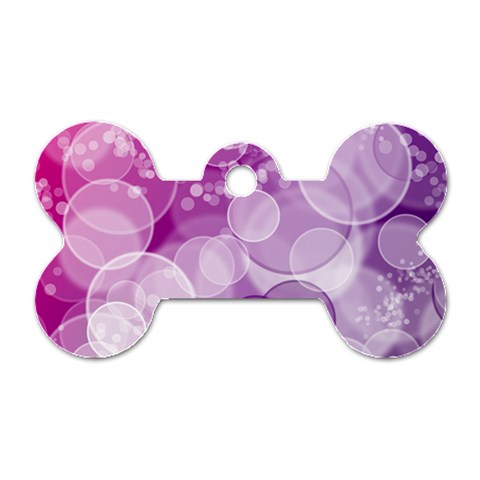 Purple Bubble Art Dog Tag Bone (One Side) from ArtsNow.com Front