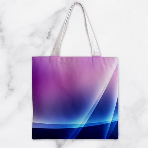 Purple Blue Wave Zipper Grocery Tote Bag from ArtsNow.com Back