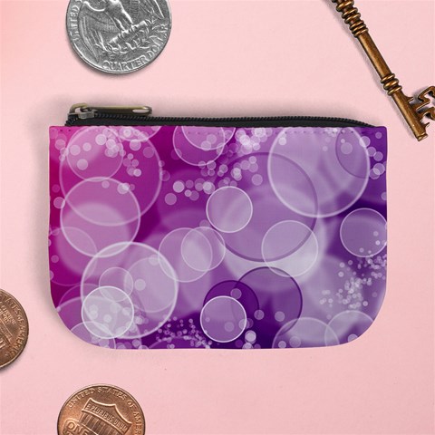 Purple Bubble Art Mini Coin Purse from ArtsNow.com Front