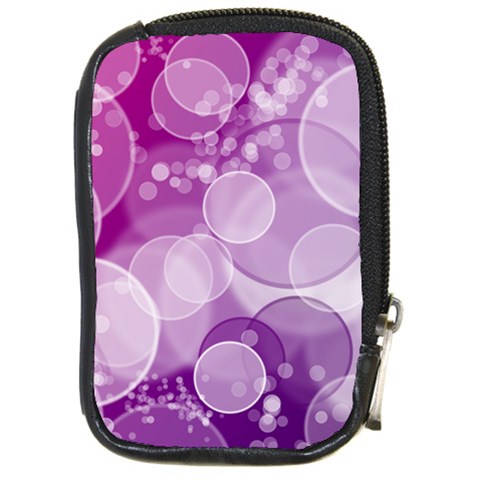 Purple Bubble Art Compact Camera Leather Case from ArtsNow.com Front