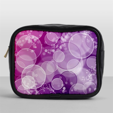 Purple Bubble Art Mini Toiletries Bag (One Side) from ArtsNow.com Front